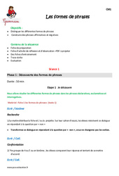 Formes de phrases - Séquence - Fiche de préparation : Primaire 4 - PDF à imprimer
