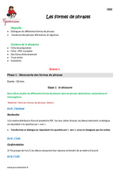 Formes de phrases - Séquence - Fiche de préparation : Primaire 5 - PDF à imprimer