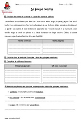 Groupe nominal - Exercices  : Primaire 4 - PDF à imprimer