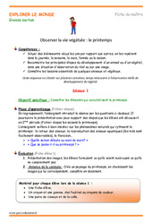 Printemps - Séquence - Fiche de préparation, séances : Maternelle 2 - PDF à imprimer