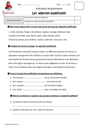 Adjectifs qualificatifs - Examen Evaluation - Bilan : Primaire 5 - PDF à imprimer