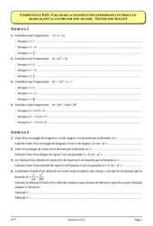 Calcul littéral - Equations - Cours - Exercices - Mathématiques : Secondaire 2
