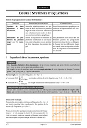 Systèmes d’équations à deux inconnues - Cours - Exercices - Mathématiques : Secondaire 3 - PDF à imprimer