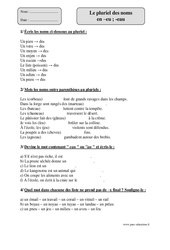 Noms en- Fiches eu au eau - Exercices corrigés - Orthographe : Primaire 4 - PDF à imprimer
