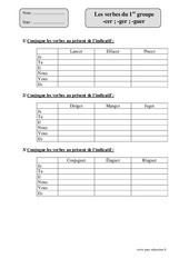 Verbes du 1er groupe - cer, - ger, - guer - Exercices corrigés - Conjugaison : Primaire 4 - PDF à imprimer