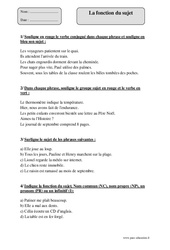 Fonction du sujet - Exercices corrigés - Grammaire : Primaire 4 - PDF à imprimer