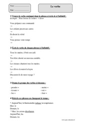 Verbe - Exercices corrigés - Grammaire : Primaire 4 - PDF à imprimer