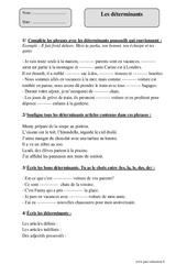 Déterminants - Exercices corrigés - Grammaire : Primaire 4 - PDF à imprimer