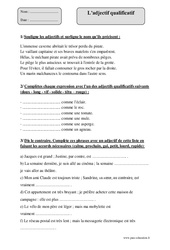 Adjectif qualificatif - Exercices corrigés - Grammaire : Primaire 4 - PDF à imprimer