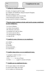 Complément du nom - Exercices corrigés - Grammaire : Primaire 4 - PDF à imprimer