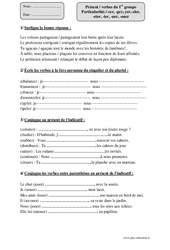 Présent - verbes du 1er groupe Particularités / - cer, - ger, - yer, - eler, - eter, - ier, - uer, - ouer - Exercices corrigés - Conjugaison : Primaire 4 - PDF à imprimer