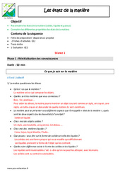 Etats de la matière - Séquence - Fiche de préparation : Primaire 3 - PDF à imprimer