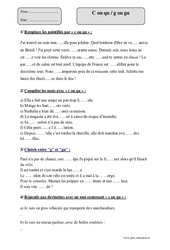 C ou qu - g ou gu - Sons difficiles - Exercices corrigés - Orthographe : Primaire 5 - PDF à imprimer