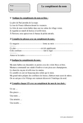 Complément du nom - Exercices corrigés - Grammaire : Primaire 5 - PDF à imprimer