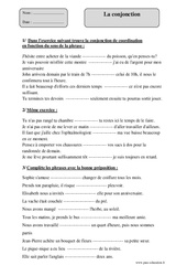 Conjonction - Exercices corrigés - Grammaire : Primaire 5 - PDF à imprimer