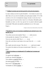 Pronoms - Exercices corrigés - Grammaire : Primaire 5 - PDF à imprimer