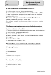 Phrase active - Phrase passive - Exercices corrigés - Grammaire : Primaire 5 - PDF à imprimer