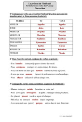 Présent de l’indicatif - Verbes du 1er groupe - Exercices corrigés - Conjugaison : Primaire 5 - PDF à imprimer
