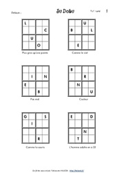 Sudoku des lettres - Vocabulaire ludique - Français : Primaire 5 - PDF à imprimer