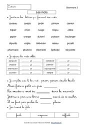 Les mots - La phrase - Le verbe - Grammaire - Français : Primaire 2 - PDF à imprimer