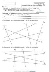 Perpendiculaires - Parallèles - Géométrie - Mathématiques : Primaire 5 - PDF à imprimer