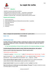 Sujet du verbe - Séquence - Fiche de préparation : Primaire 4 - PDF à imprimer