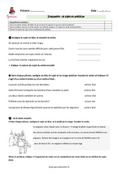 Fonctions sujet et prédicat - Examen Evaluation - Bilan : Primaire 4 - PDF à imprimer