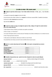 Sujet du verbe - Exercices avec les corrections : Primaire 5 - PDF à imprimer