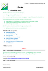 Energie - Séquence - Fiche de préparation : Primaire 6 - PDF à imprimer