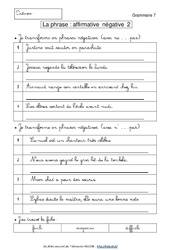 Phrase affirmative - Phrase négative - Grammaire - Exercices corrigés - Français : Primaire 2 - PDF à imprimer