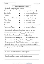 Accord sujet - verbe - Exercices avec correction : Primaire 3 - PDF à imprimer
