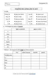 Imparfait des verbes aller et venir - Exercices corrigés : Primaire 3 - PDF à imprimer