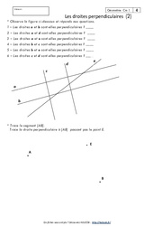 Droites perpendiculaires - Exercices corrigés - Géométrie : Primaire 4 - PDF à imprimer
