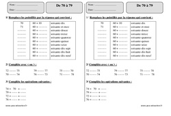 Nombres de 70 à 79 - Exercices corrigés - Numération - Mathématiques : Primaire 2 - PDF à imprimer
