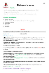 Distinguer le verbe - Séquence - Fiche de préparation : Primaire 5 - PDF à imprimer