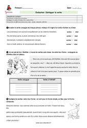 Distinguer le verbe - Examen Evaluation - Bilan : Primaire 5 - PDF à imprimer
