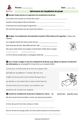 Compléments de phrase - Exercices : Primaire 5 - PDF à imprimer