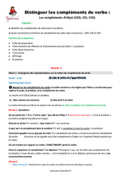 Compléments du verbe - Séquence - Fiche de préparation : Primaire 4 - PDF à imprimer