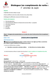 Attribut du sujet - Séquence - Fiche de préparation : Primaire 5 - PDF à imprimer