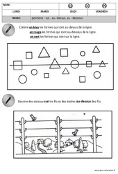 Sur - Dessus - Sous - Espace : Maternelle 1, 2 - PDF à imprimer