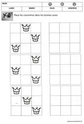 Quadrillages - Fête des rois : Maternelle 1 - PDF à imprimer