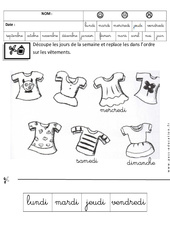 Jours de la semaine - Fiches exercices - Ecriture cursive : Maternelle 2 - PDF à imprimer