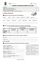 Utiliser un dictionnaire - Lire un article - Examen Evaluation - Bilan : Primaire 5 - PDF à imprimer