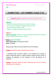 Nombres jusqu'à 99 - Séquence - Fiche de préparation : Primaire 2 - PDF à imprimer