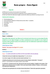 Sens propre - Sens figuré - Séquence - Fiche de préparation : Primaire 4 - PDF à imprimer