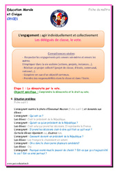 Délégués de classe, le vote - Séquence - Fiche de préparation : Primaire 1, 2 - PDF à imprimer