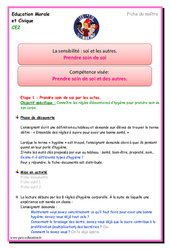 Prendre soin de soi - Séquence - Fiche de préparation : Primaire 3 - PDF à imprimer