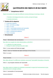 Evolutions des objets et de leur besoin - Séquence - Fiche de préparation : Primaire 6 - PDF à imprimer