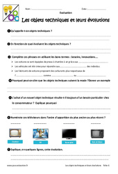 Objets techniques et évolutions - Examen Evaluation - Bilan : Primaire 6 - PDF à imprimer
