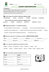 Radical, préfixe, suffixe - Examen Evaluation - Bilan : Primaire 4 - PDF à imprimer